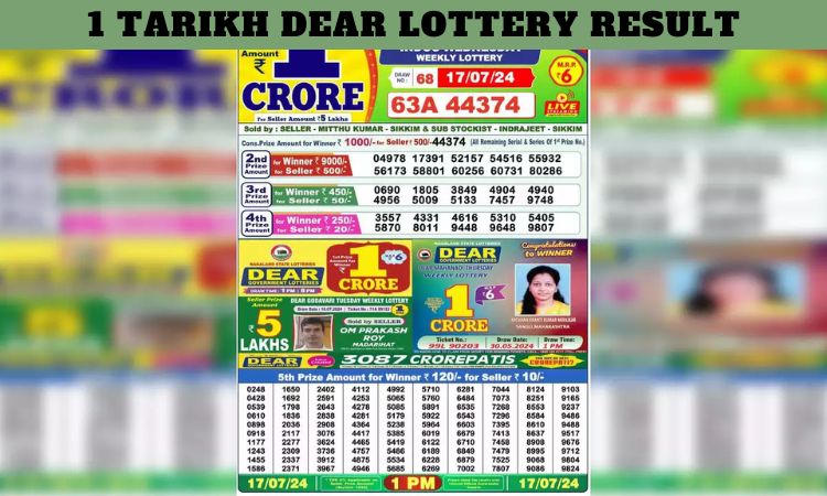 1 tarikh dear lottery result