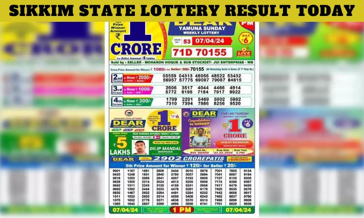 Sikkim State Lottery Result Today